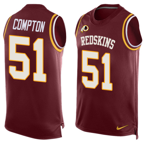 Men's Limited Will Compton Nike Jersey Red - #51 Player Name & Number Tank Top NFL Washington Redskins